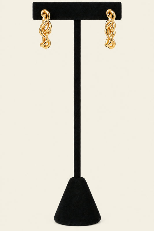 Gold tone rope twist hoop earring