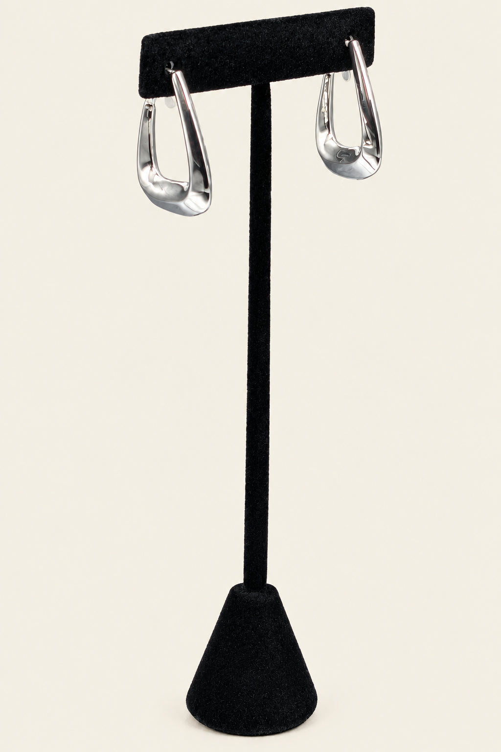 Silver Tone Square Medium Hoop earrings