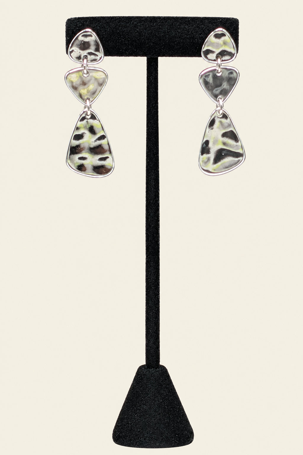 Silver Tone Triple Drop Earrings
