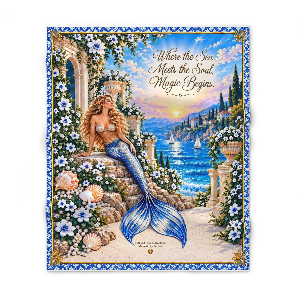 Mermaid Coastal Throw Blanket – "Where the Sea Meets the Soul, Magic Begins"