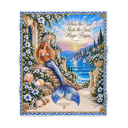 Mermaid Coastal Throw Blanket – "Where the Sea Meets the Soul, Magic Begins"