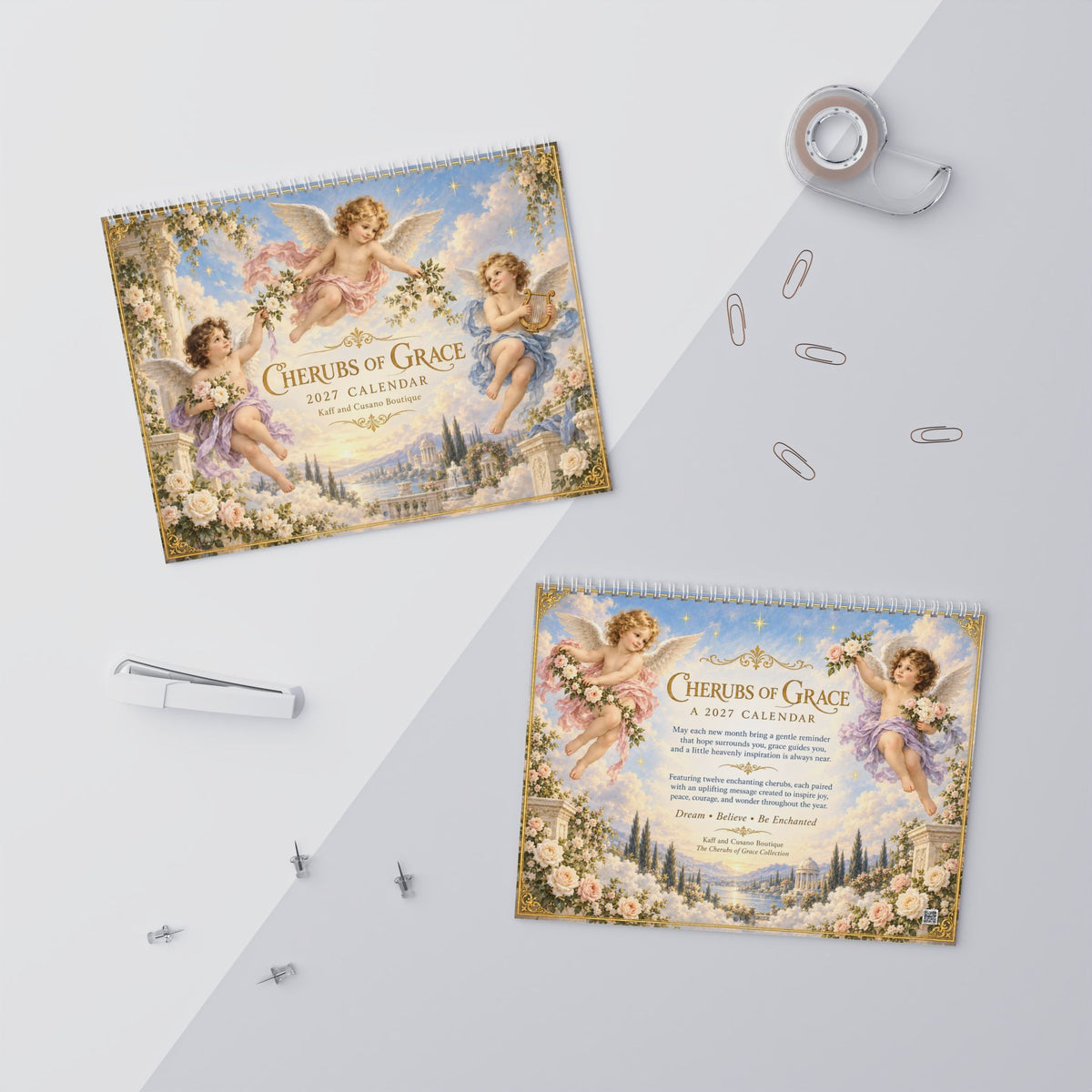 Vintage Angel Wall Calendar 2027 — Inspirational Monthly Calendar