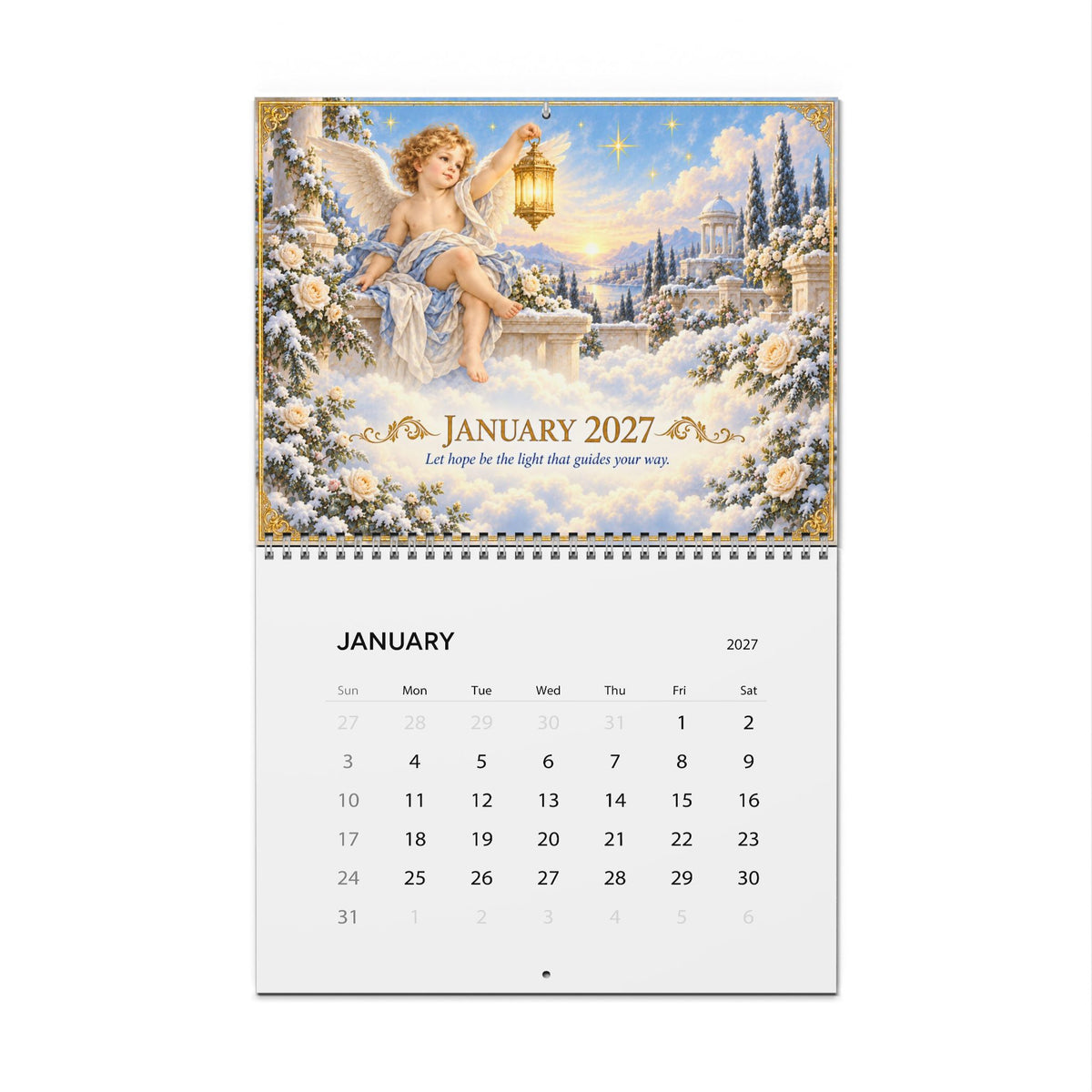 Vintage Angel Wall Calendar 2027 — Inspirational Monthly Calendar
