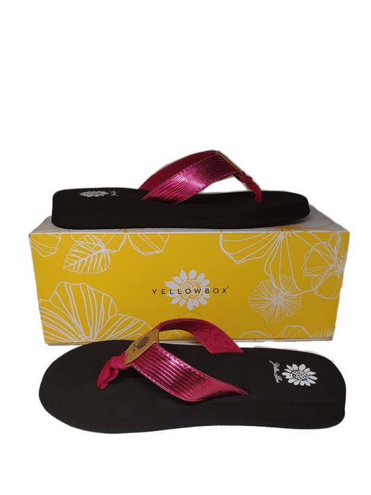 Yellow Box Fuscia Flip Flops