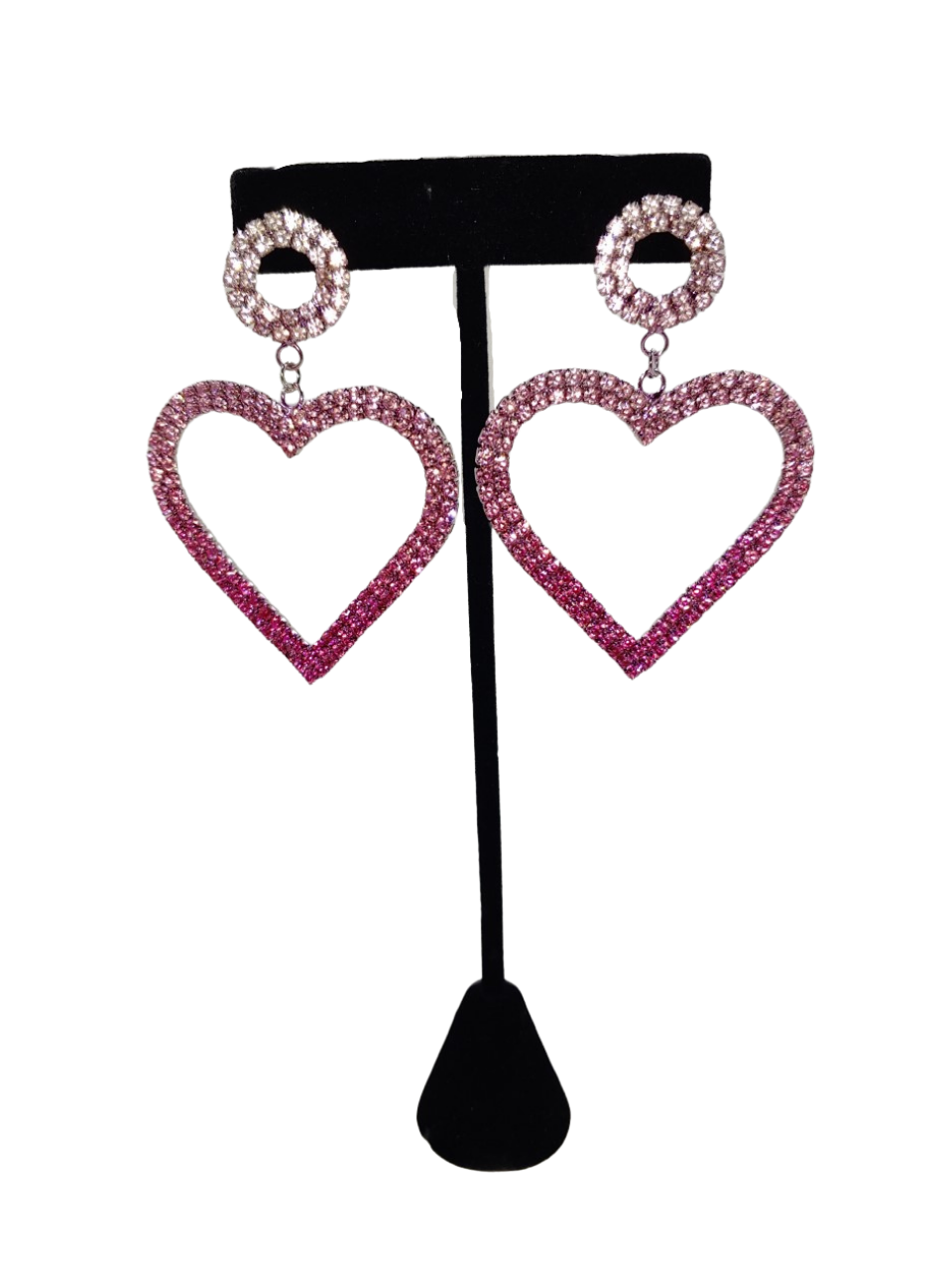 Ombre' Pave' Heart Drop Earrings