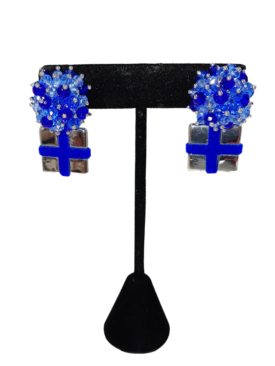 Blue Beaded Bow Present Drop