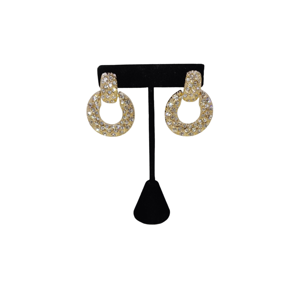 Gold-Tone Crystal Doorknocker Drop Earrings