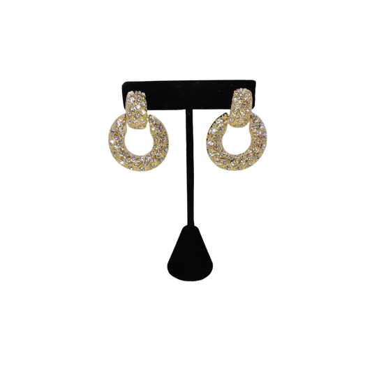 Gold-Tone Crystal Doorknocker Drop Earrings